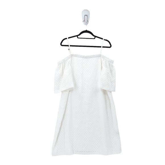 Calvin Klein Women 14 Dress White Cold Off Shoulder Eyelet Polyester - Picture 2 of 9